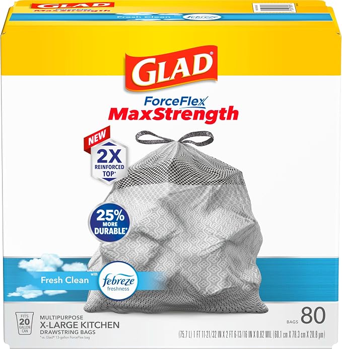 Glad ForceFlex MaxStrength Kitchen Trash Bags, 20 Gal, Fresh Clean Febreze - Image 12