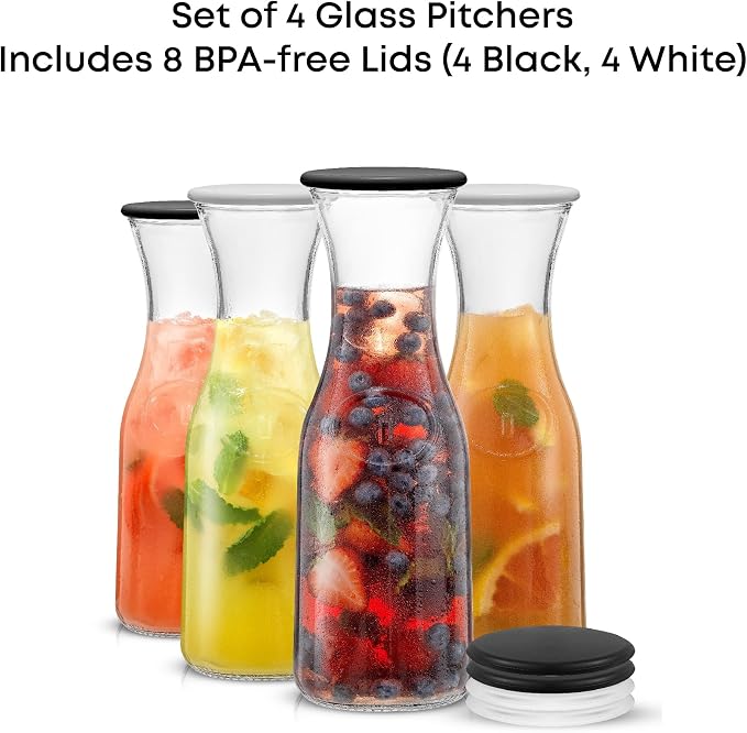 JoyJolt Glass Carafe with Lid, Iced Tea, Milk – Dishwasher Safe Beverage Drink - Image 3