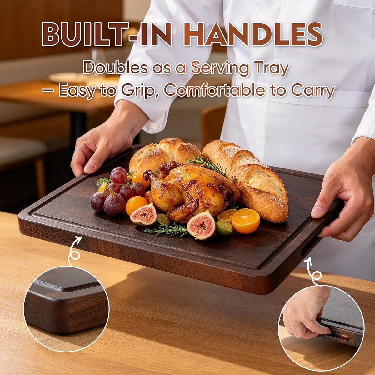 3 Pack Walnut Wood Cutting Boards For Kitchen End Grain Wooden Board