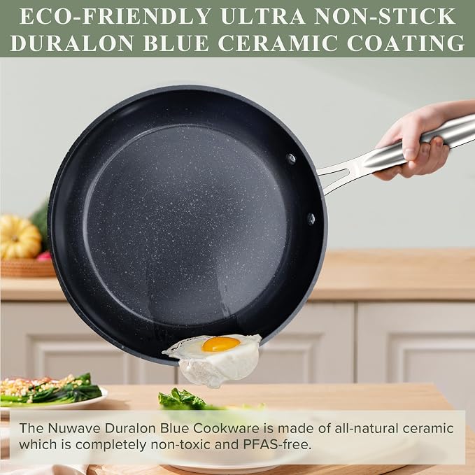 Nuwave Healthy Duralon Blue Ceramic Nonstick Cookware Set, Diamond Infused - Image 5