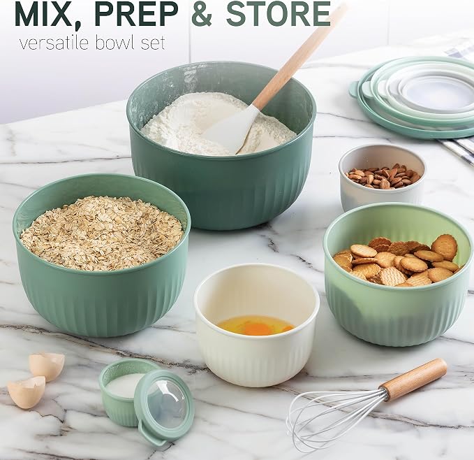 COOK WITH COLOR Prep Bowls with Lids- Wide and Deep Nesting Plastic Small - Image 2