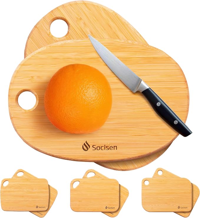 2 Pack Small Bamboo Wood Cutting Board by Socisen