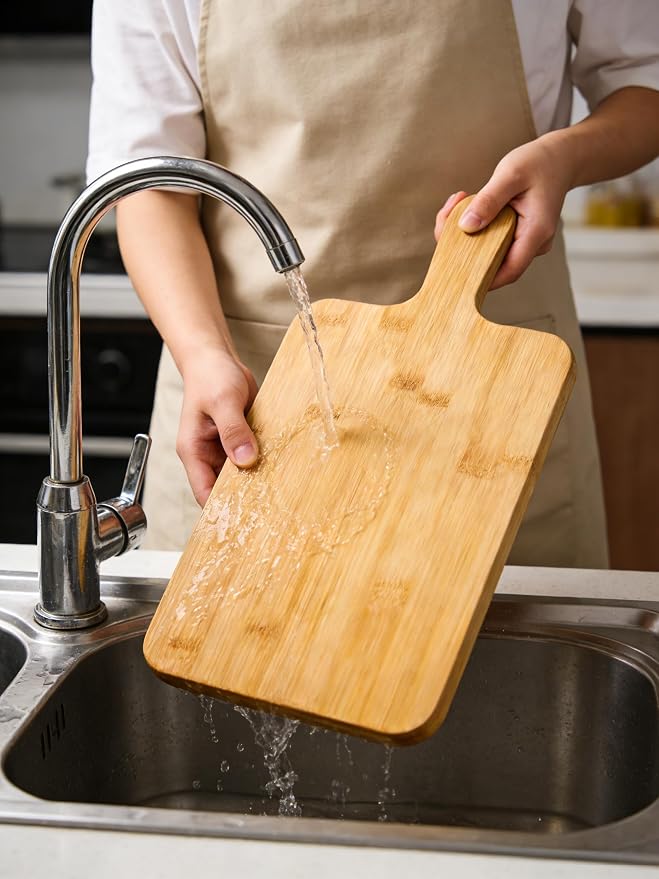 ZeQi Bamboo Cutting Board with Handle, Wooden Cutting Boards, Chopping Board - Image 6