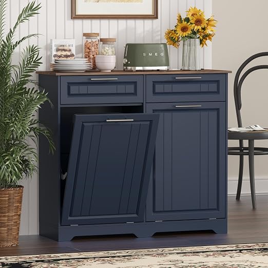 Double 10 Gallon Tilt Out Trash Can Cabinet - Image 8