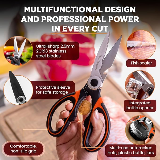 SpartaSake 2-Pack Premium Stainless Steel All Purpose Kitchen Shears - Image 3