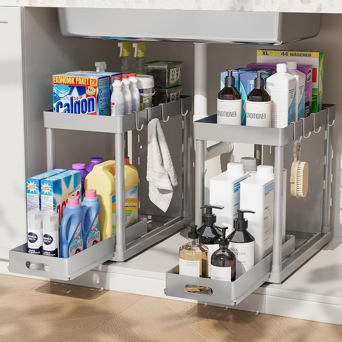 2 Pack Pull-Out Storage Organizers, Under Sink Organizer and Storage by Pougny