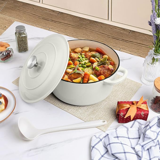 P&P CHEF 6QT Enameled Dutch Oven, Cast Iron Dutch Oven Pot - Image 6
