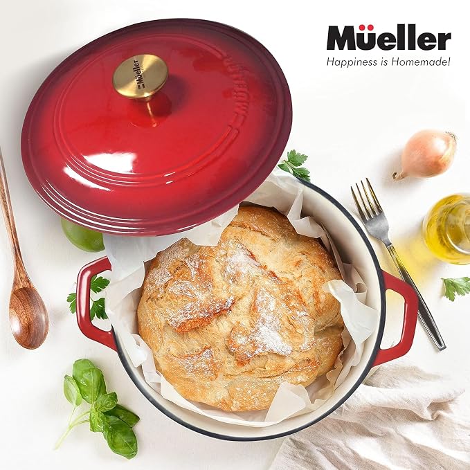 MUELLER HOME 7.5 QT Enameled Cast Iron Dutch Oven, Heavy-Duty Casserole Dish - Image 7
