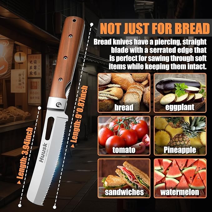 HUUSK Folding Bread Knife for Homemade Bread, Portable Bread Knives - Image 5