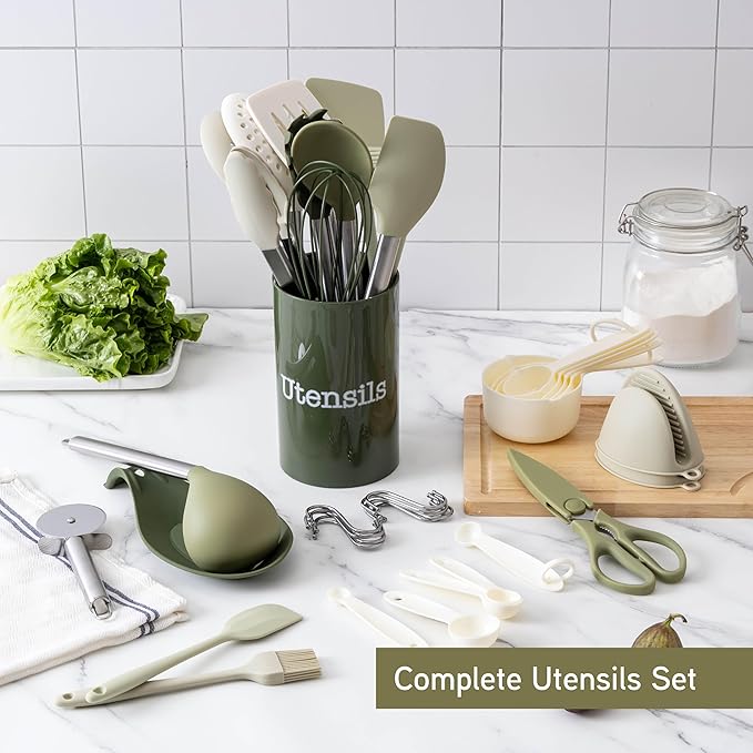 COOK WITH COLOR Silicone Cooking Utensils, Kitchen Utensil Set, Cooking Utensils - Image 3