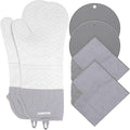 Extra Long Oven Mitts and Potholders 6Pcs Set, 500°F Heat Resistant Kitchen by FORATER
