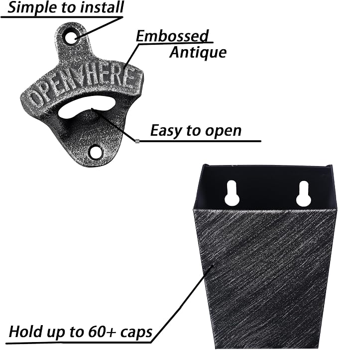 Old Fashioned Cast Iron Beer Cap Opener Wall Mounted Bottle Opener - Image 2