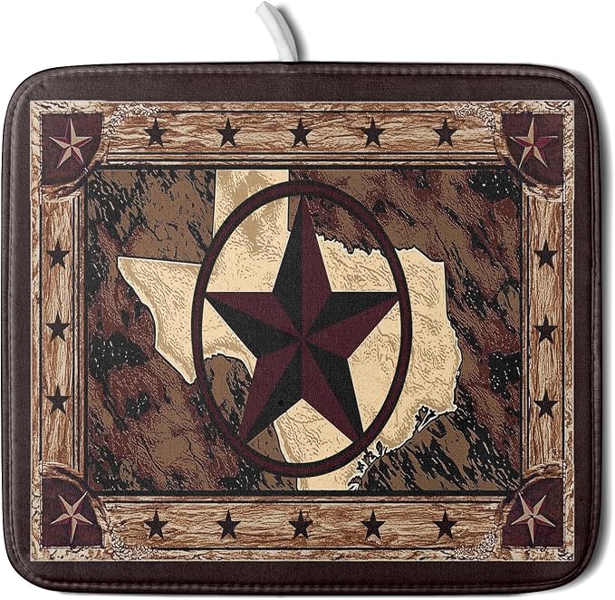 Giwawa Western Texas Star Dish Drying Mat 16"x18", Rustic Primitive Country by Giwawa