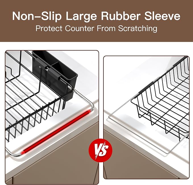 Over the Sink Expandable Dish Drainer Drying Rack In Stainless Steel - Image 7