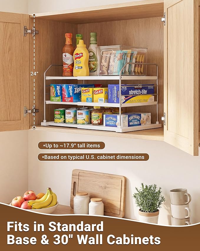EVERIE Extendable 3-Tier Kitchen Cabinet & Pantry Organizer - Image 4