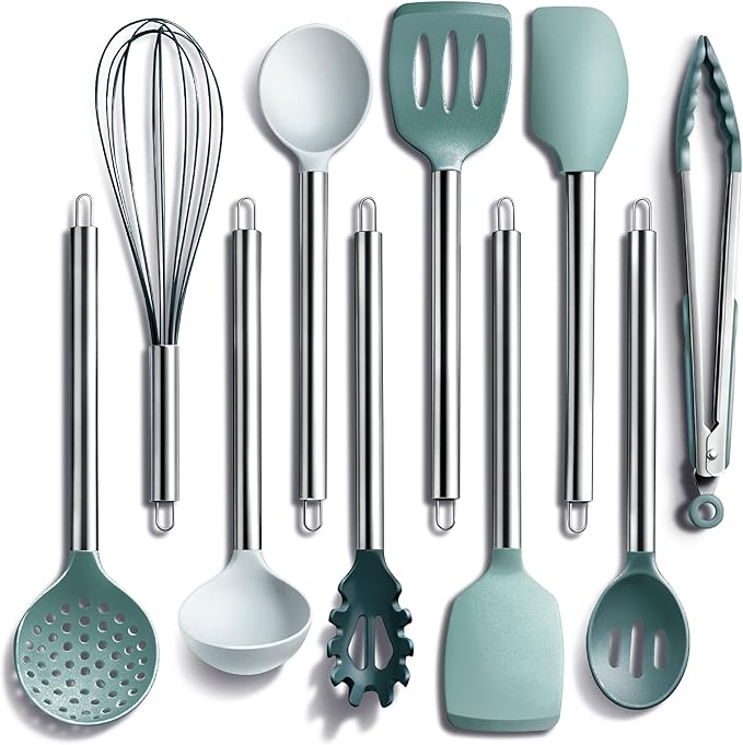 COOK WITH COLOR Silicone Cooking Utensils, Kitchen Utensil Set, Cooking Utensils by CookwithColor
