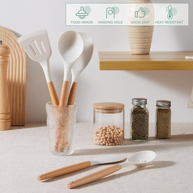 E-far Silicone Cooking Utensils Set, 446℉ Heat Resistant 10PCS Kitchen Utensils - Image 5