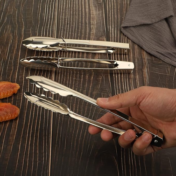 MSY BIGSUNNY 9 Inch Food Tongs for Cooking and Serving- Aluminum Kitchen Utensil - Image 4