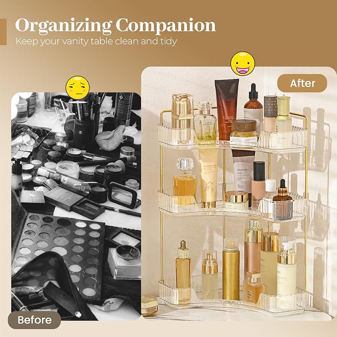 Aveniee Corner Bathroom Counter Organizer, Bathroom Countertop Shelf Makeup - Image 5