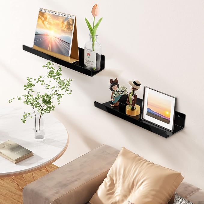 upsimples Acrylic Shelves for Wall Decor, Living Room, Floating Bookshelves for - Image 2