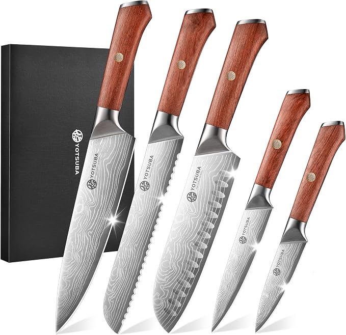 YOTSUBA 5 PCS Kitchen Knife Set, Professional Razor Sharp Japanese Knife Set by ExperiencethetrueessenceofJapanesecraftsmanshipandprecisionwiththeYotsubaKnife-embodyingthespiritofJapanineveryslice