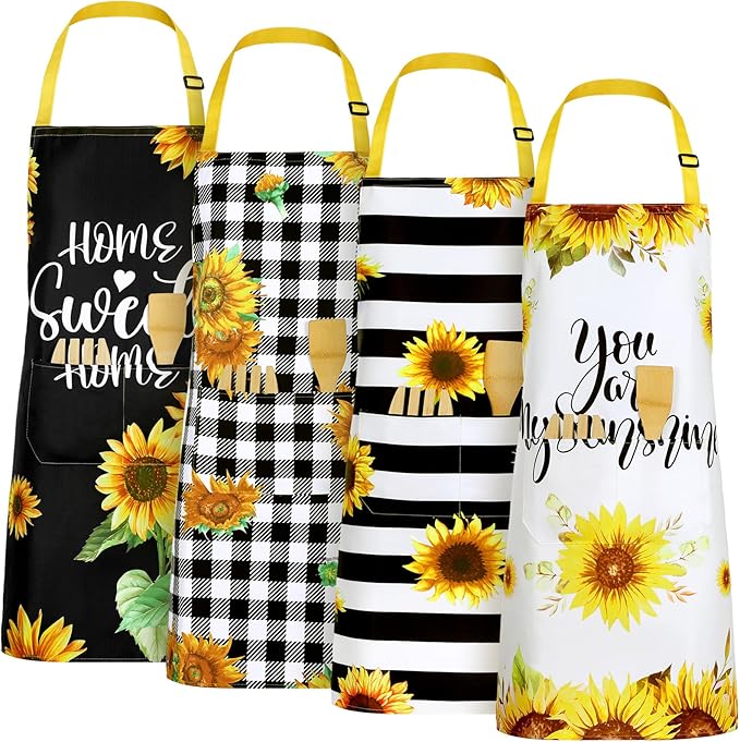 Geetery 4 Pcs Chicken Aprons for Women Rooster Print Apron Waterproof by Geetery