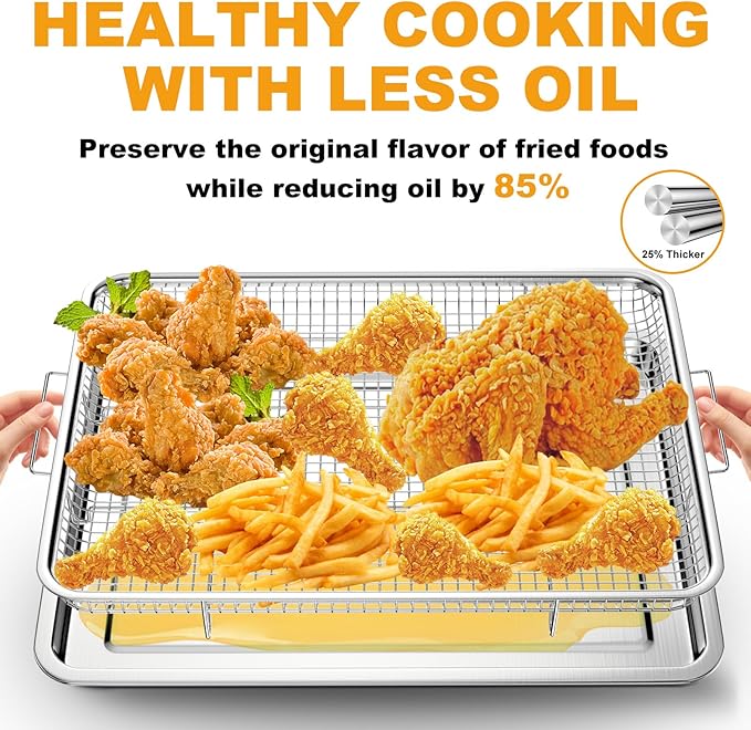 Air Fryer Basket for Oven 12.8"x9.6", 2 Pack Large Air Fryer Basket and Tray - Image 2