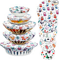 Patelai 10 Pcs Bowl Covers Reusable in 5 Size Stretch Cloth Fabric Elastic Food by Patelai