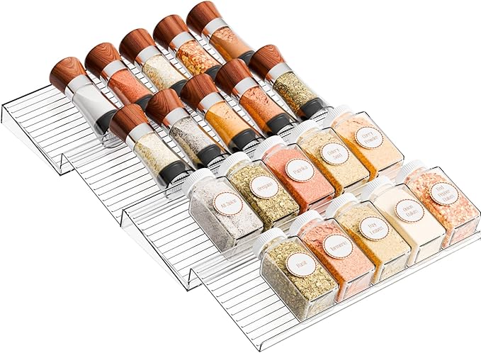Yieach 4 Pack Adjustable In Drawer Spice Organizer by Yieach
