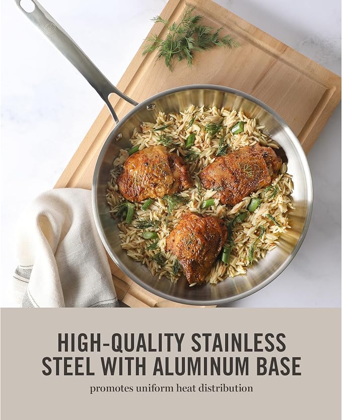 Martha Stewart Castelle Large 12" Stainless Steel Frying Pan Non Toxic Fry Pan - Image 3
