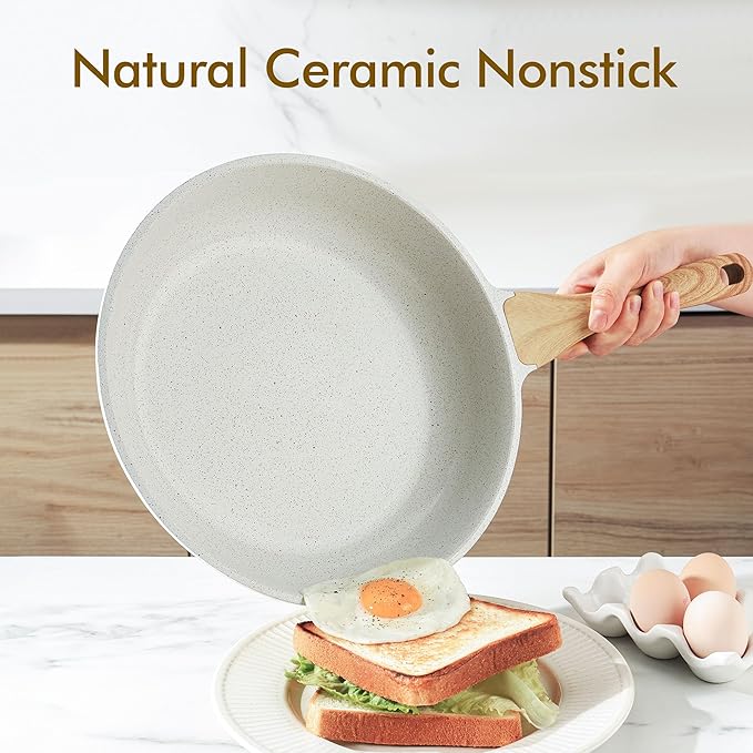 SENSARTE Nonstick Ceramic Frying Pan Skillet, 10 Inch Omelet Pan, Healthy Non - Image 2