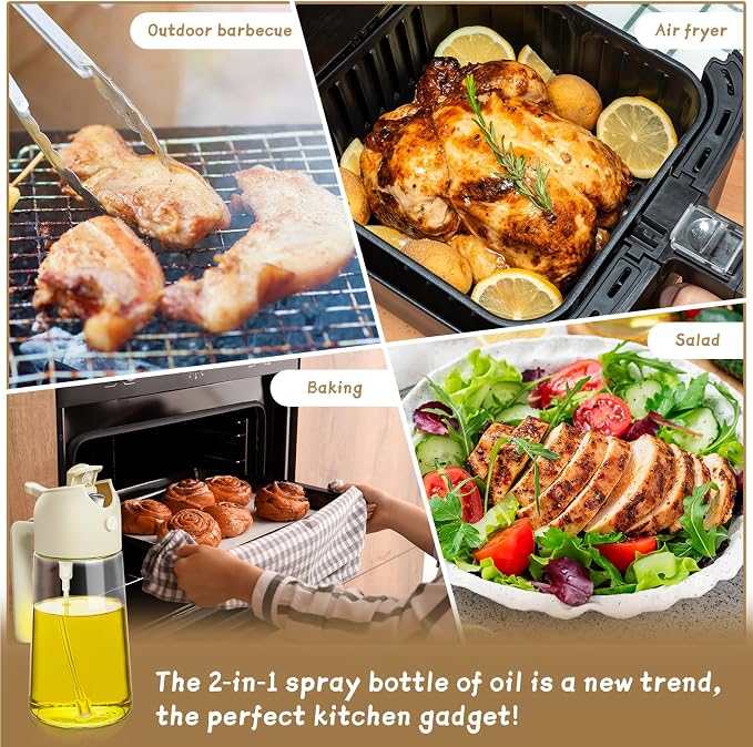 Oil Sprayer for Cooking 2pcs, 2 in 1 Oil Dispenser and Oils Sprayer Kitchen - Image 6