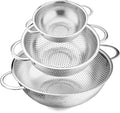 E-far Stainless Steel Colander Set of 3, Micro-Perforated Metal Colander by E-far
