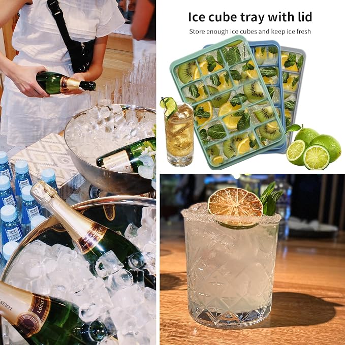 Ice Cube Trays Set of 3, Easy Release 15 Flexible Silicone Ice Cube Molds - Image 7