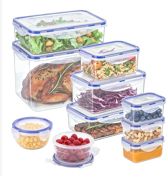 KIGI Food Storage Containers Set, Airtight Leak Proof Lids, Stackable BPA-Free by KIGI
