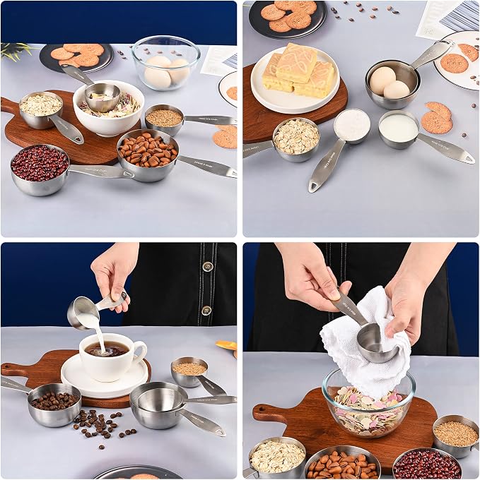 Measuring Cups and Spoons, 12 Piece Metric & US 18/8 Stainless Steel Measuring - Image 9