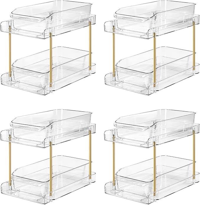 LAREKUN4pack 2-Tier Organizer & Storage Unit Stackable Bathroom Cabinet by LAREKUN