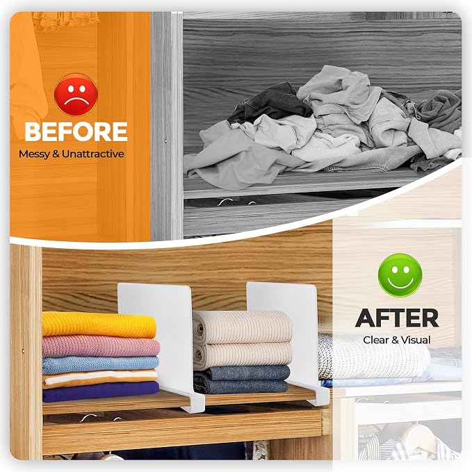 JOY DECOR 2 Pack Acrylic White Shelf Dividers - Image 6