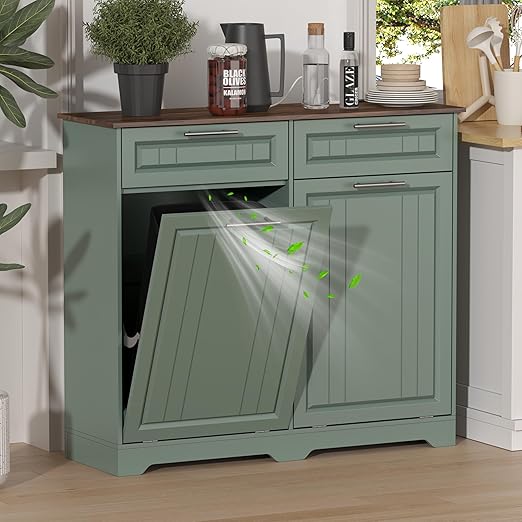 Double 10 Gallon Tilt Out Trash Can Cabinet by JMHDYG