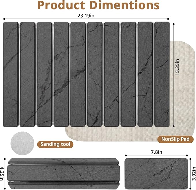 2 PCS Large Stone Dish Drying Mat - Image 2