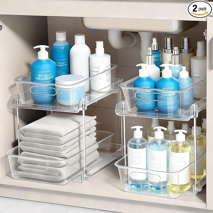 2 Tier Under Sink Organizer Bathroom Organizers and Storage by FAMOVELL