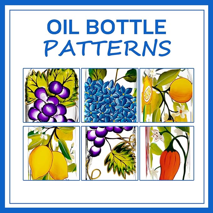 17oz Hand Painted Glass Olive Oil Bottle Dispenser - 500ml Green Oil & Vinegar - Image 3