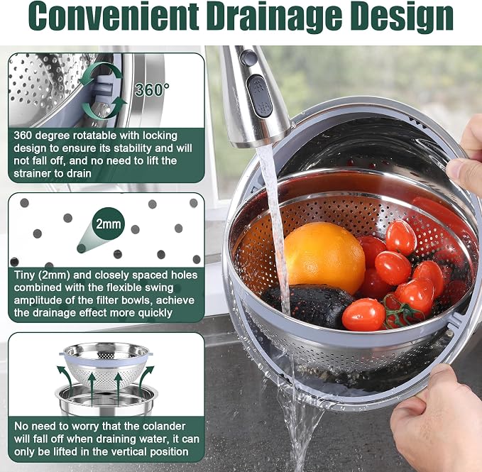 TeamFar Mixing Bowls with Colander Set, Stainless Steel Strainer and Nesting - Image 3