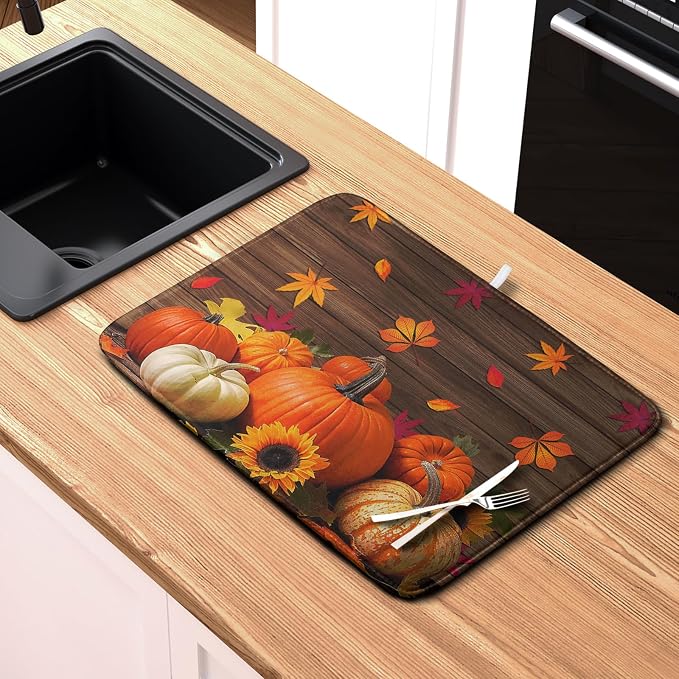 AutumnThanksgiving Pumpkin Dish Drying Mat - Image 6