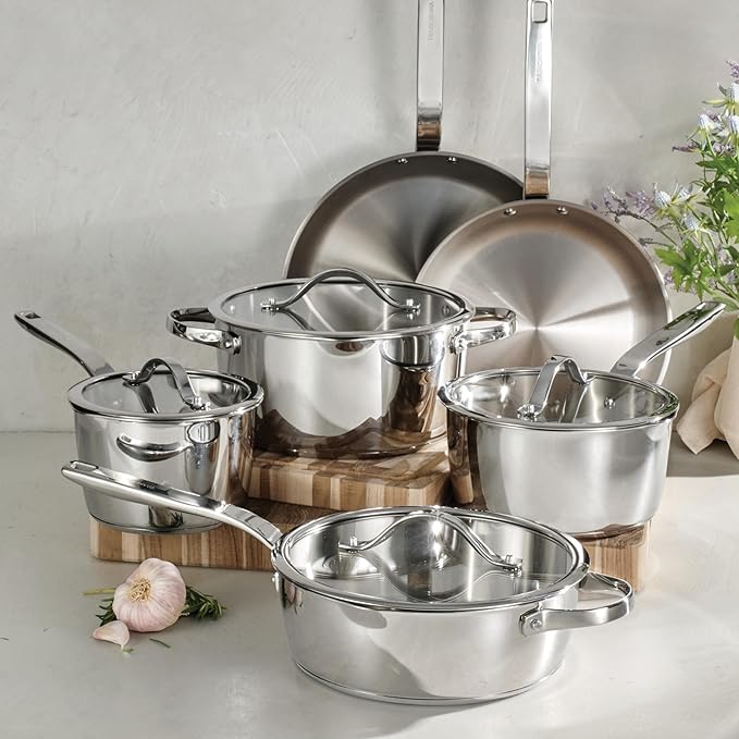 Tramontina Tempo Tri-Ply Base Stainless Steel 10-Piece Cookware Set - Image 2