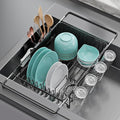 Dish Drying Rack in Sink: Expandable, 3-Slot Utensil Holder, Anti-Slip Handle. by Jouzevic