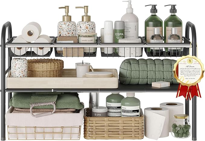 NETEL Under Sink Organizers and Storage, 2 Tier Expandable Under Cabinet by NETELOfficial