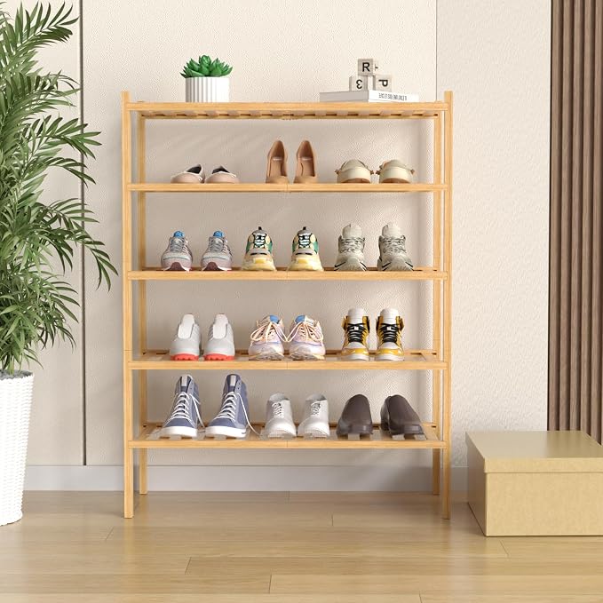 ROMGUAR CRAFT 5 Tier Bamboo Shoe Rack - Image 2