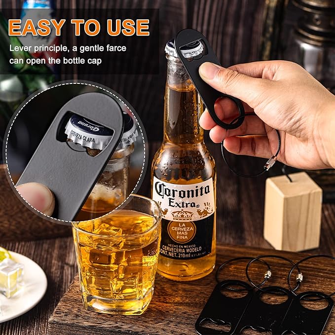 60 Pieces Stainless Steel Flat Bottle Opener Keychain Bulk 3.5 x 1.3 Inches - Image 3