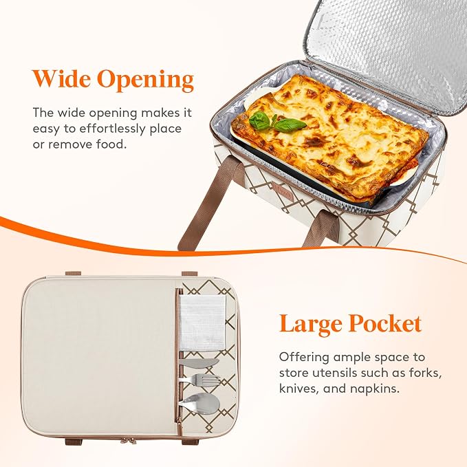 Lifewit Insulated Single Decker Casserole Carrier, Lasagna Lugger Holder - Image 5